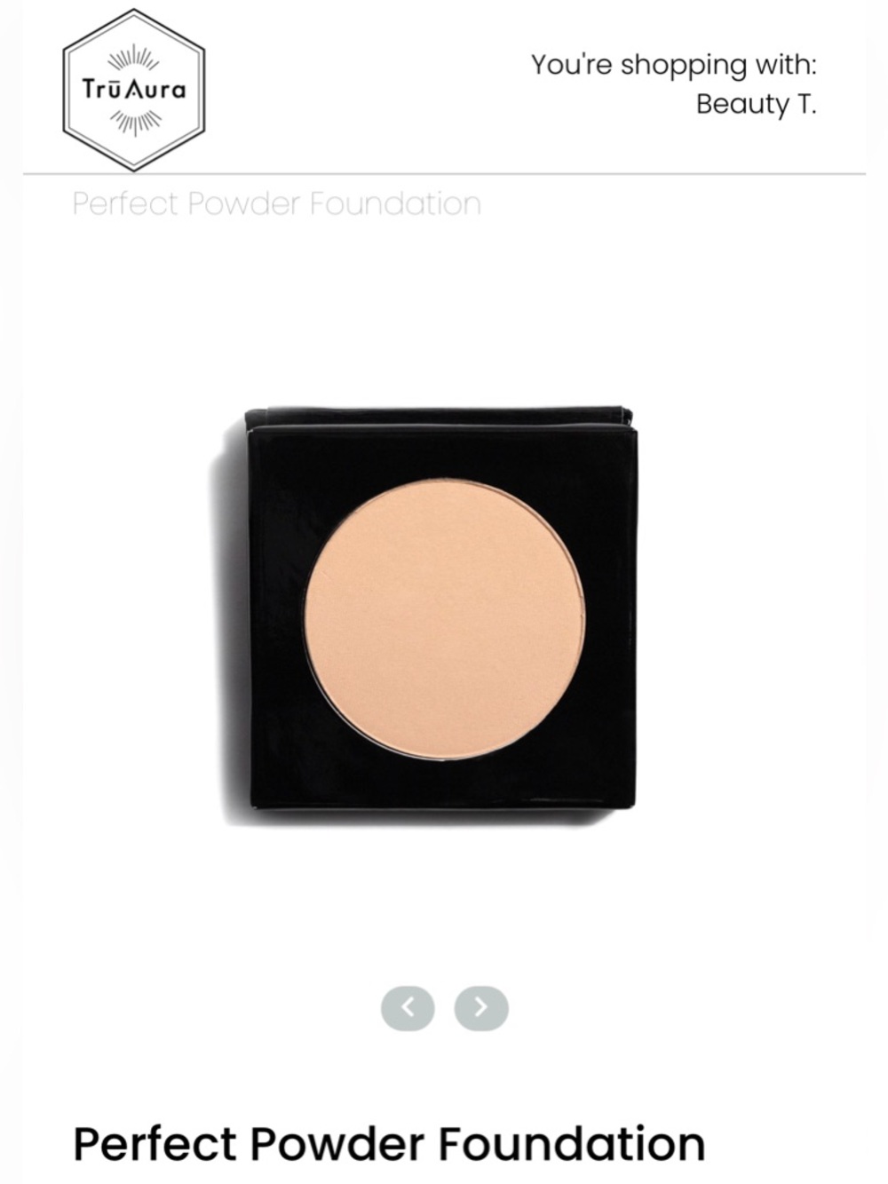 New TruAura Perfect Powder Foundation - In Beige - Clean Skincare - free gift 🎁